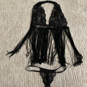 sexy black lace lingeri set  one size